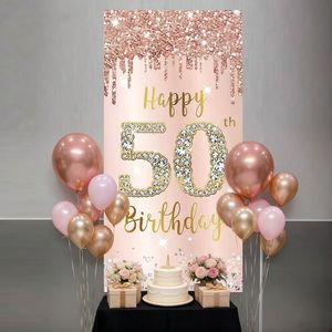 Custom Happy Birthday Door Cover with hanging Banner Decoration