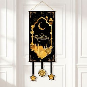 Custom Irregular Shape Polyester Eid Mubarak Hanging Banner